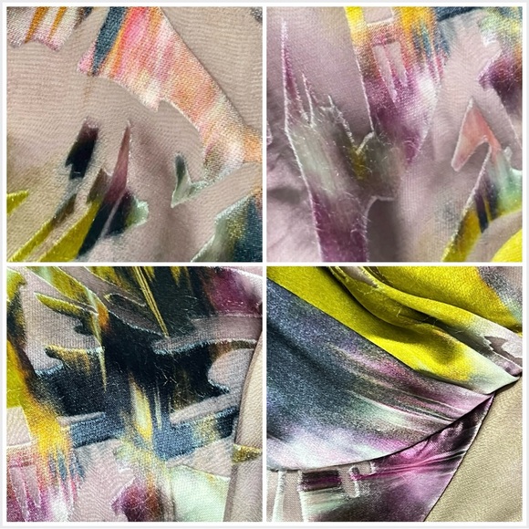 Vintage Burnout Silk-Mix Strapless Dress – Multi Abstract Prom & Special Events - Picture 8 of 16